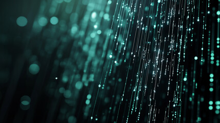 A glowing neon green digital code, data from the Matrix, black background, digital and abstract aesthetic, high-tech