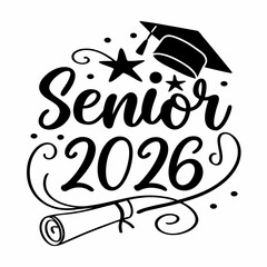 Graduation Themed Logo – Senior 2026 Stylish Design
