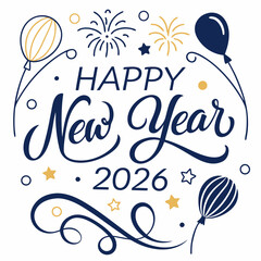 Decorative Festive Happy New Year 2026 Artwor