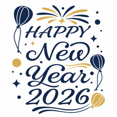 Elegant New Year 2026 Greeting Card Vecto