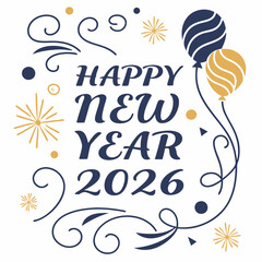 Handwritten Calligraphy Happy New Year 2026