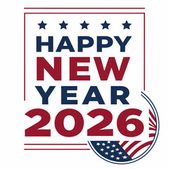 Creative Happy New Year 2026 Red and Blue Design