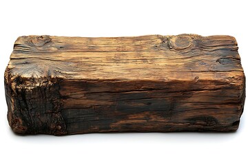 Fototapeta premium Wooden Log Rustic Detail, Isolated White Backdrop