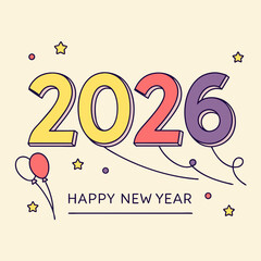 Flat and Trendy 2026 Celebration Graphic
