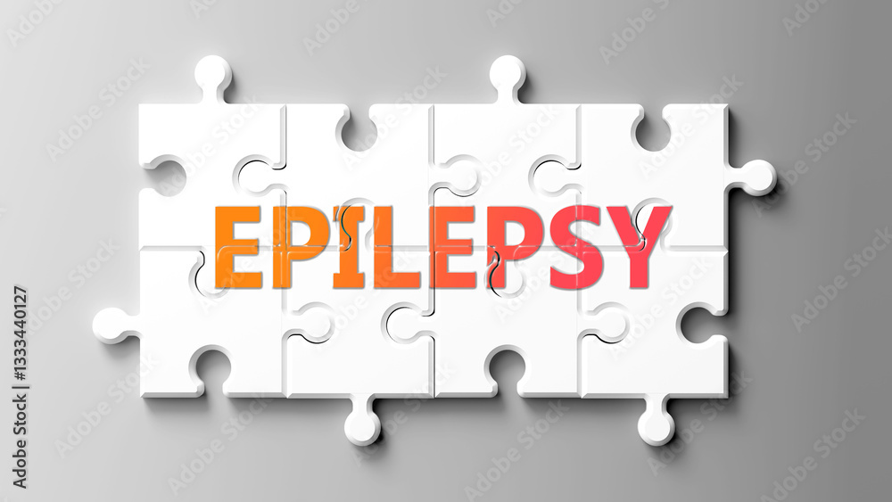 Aufkleber epilepsy complex like a puzzle - pictured as word epilepsy on a puzzle pieces to show that epilepsy 