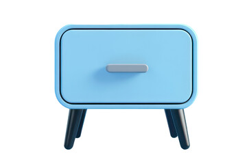 A sleek blue drawer cabinet with minimalist design for stylish and practical storage in the bedroom or living area