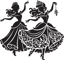 vector illustration of a dancing woman, dancing woman icon, dancing woman silhouette vector black and white