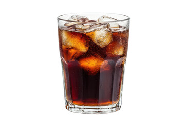 A refreshing glass of cola with ice cubes for a cool and invigorating drink experience