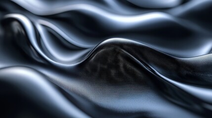 Fototapeta premium A close-up view of flowing black fabric, showcasing smooth textures and subtle light reflections.