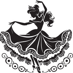 vector illustration of a dancing woman, dancing woman icon, dancing woman silhouette vector black and white