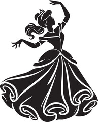 vector illustration of a dancing woman, dancing woman icon, dancing woman silhouette vector black and white