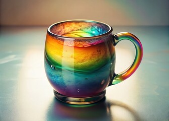 Vintage Rainbow Gradient Mug Water Splash Macro Photo - Marble Background