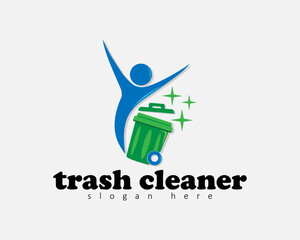 trash cleaner logo design with the concept of clean is healthy