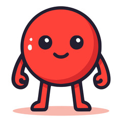 funny cartoon red circle simple character flat color vector illustration template design
