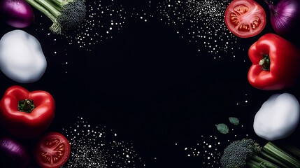 Vibrant Veggie Frame for Dark Background.