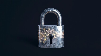Fototapeta premium Cyber Security Glowing Network Padlock Digital Data Protection High Resolution Image