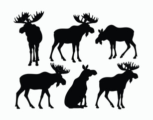 Fototapeta premium Moose Silhouette Vector Template Design