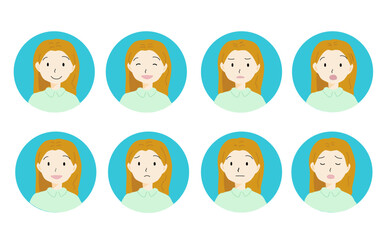 女性の顔のアイコンセット