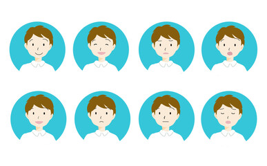 男性の顔のアイコンセット