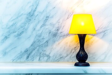 Yellow Lamp for Marble Wall, Interior Design.