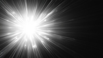 Obraz premium Bright Starburst Effect with Radiating Light Lines in Dark Background for Creative Projects