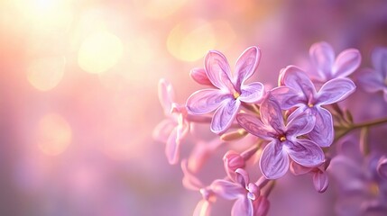 Dreamy Lilac Flowers Blooming in Spring with Soft Background Glow