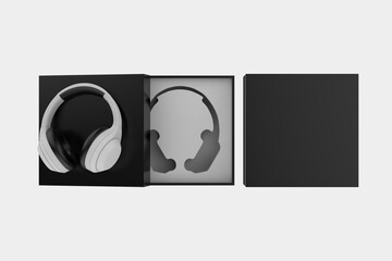 headphones music isolated on white background headphones Bluetooth. 3d illustration