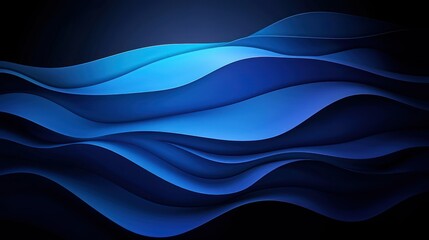 Fototapeta premium Abstract Blue Waves: A mesmerizing, abstract composition of flowing blue waves, creating a sense of movement and depth with its dynamic interplay of light and shadow.