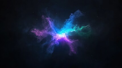 Fototapeta premium Nebula's Colorful Burst: An abstract depiction of a vibrant nebula, exploding with colors and radiating an aura of mystery and cosmic beauty. 