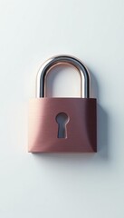 Modern padlock icon with metallic finish on white background, lock, protection