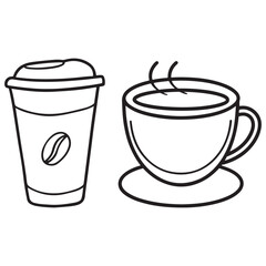 "Coffee Cup Outline Icon Set Design"