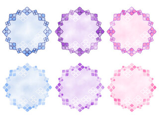 水彩風紫陽花のミニフレームセット