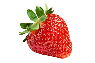 A photo of a fresh, ripe strawberry