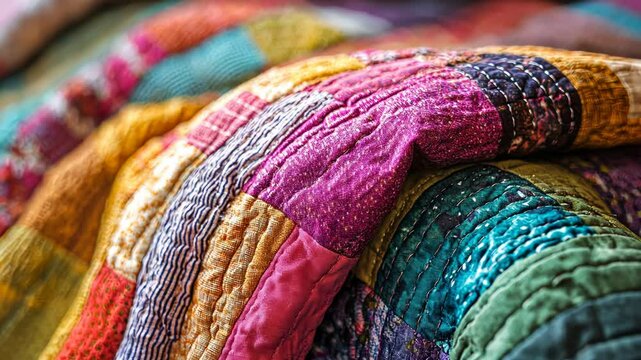 Vibrant Patchwork Quilt: A Tapestry of Colors and Textures