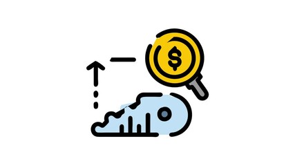 profitable keywords line icon, 2d line animation