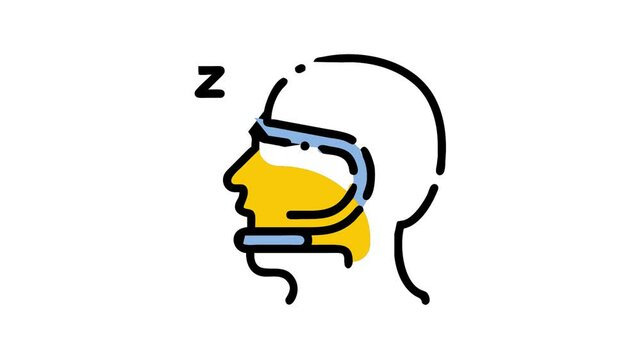  sleep apnea line icon, 2d line animation