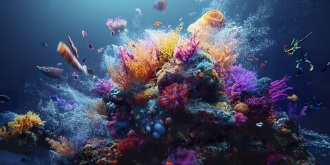 Fototapeta premium vibrant coral reef teeming with diverse marine life