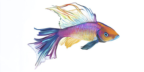 Fototapeta premium colorful wrasse with iridescent scales swims gracefully