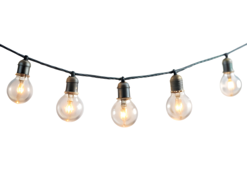 light bulb garland clipart image on transparent background