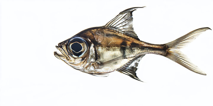 delicate hatchetfish with metallic body swims gracefully