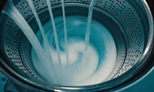 Water flowing into washing machine drum