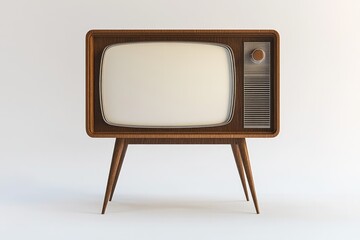 Vintage Television Isolated on White Background Retro Tv 3D Render Illustration