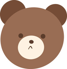 a brown bear face with a sad expression