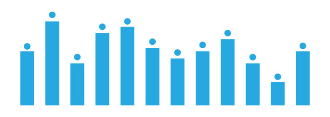 Growth bar chart solid icon set vector design in trendy style. Marketing icon set with campaign, strategy, target audience, market research, data analysis. 