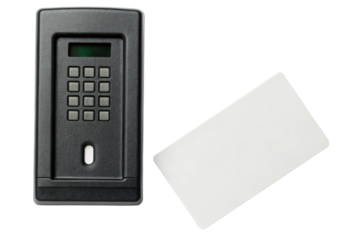 Keypad and access card isolated with transparent background