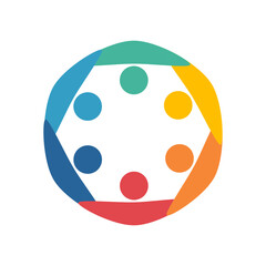 People family together human unity logo vector icon. Teamwork, partnership, cooperation.