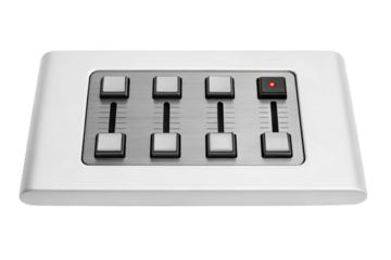 White audio mixer control isolated with transparent background