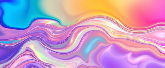 Pastel rainbow liquid waves flowing, creating abstract shapes, ethereal, liquid