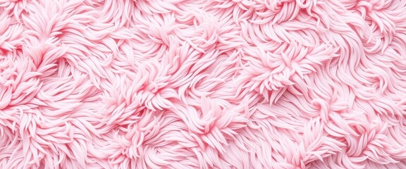 Fototapeta premium Soft, light pink shaggy faux fur plaid background Flat lay, top view, copy space, plaid, furry