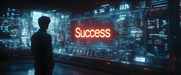 Silhouette Contemplating Success Display